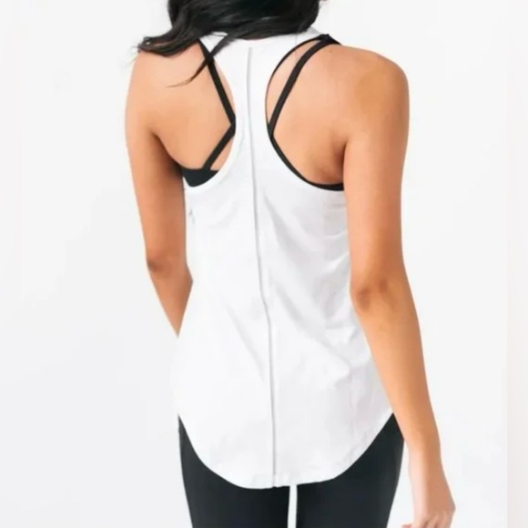 🔥Zyia Active White Effortless Mesh Trim Racerback Tank, Size XL, Yoga Runnjng - Picture 2 of 7